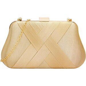 ⚡ Women's Silk Satin Fabric Clutch Crossbody Formal Party Wedding Gold Bag